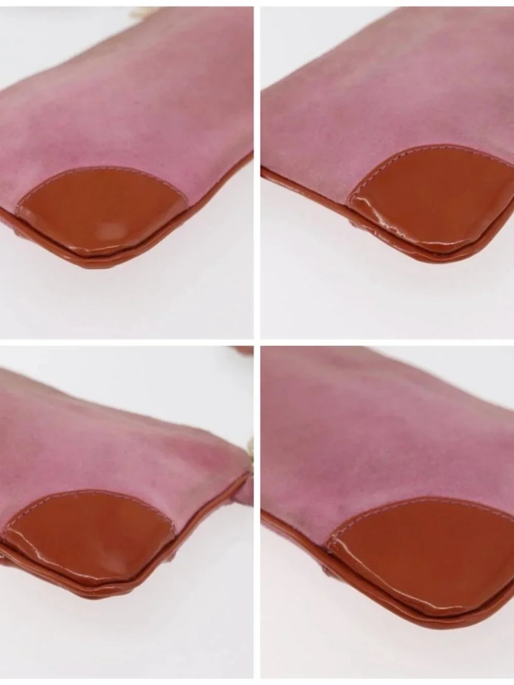 CHANEL Icon Series Pouch Suede Pink Gold CC Auth 176765